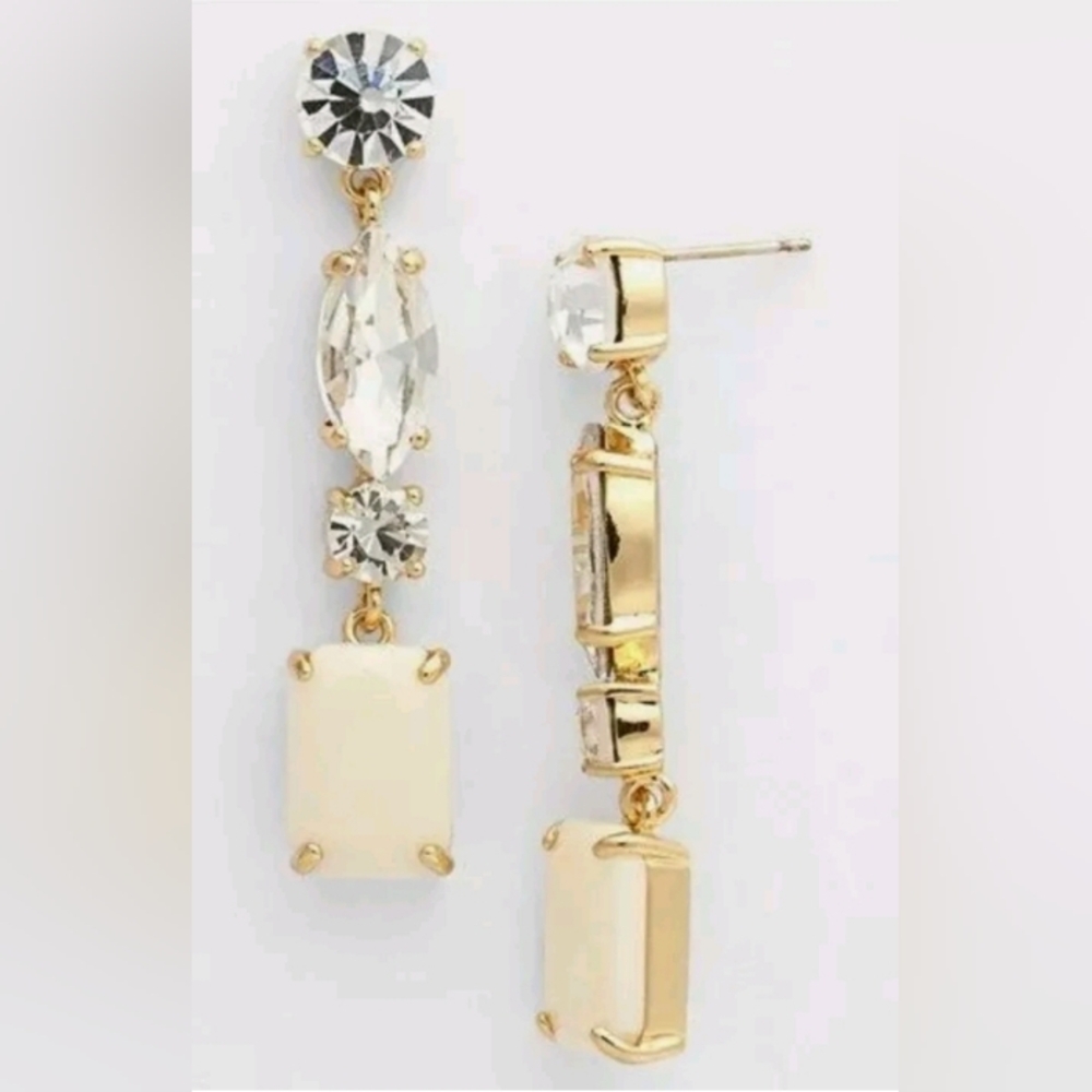 Kate Spade Cream and Crystal Opening Night Earrings NWT